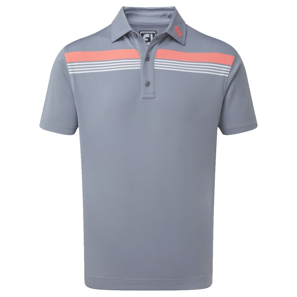 FootJoy Golf Stretch Pique Chestband Mens Polo Shirt  - Slate/Coral/White