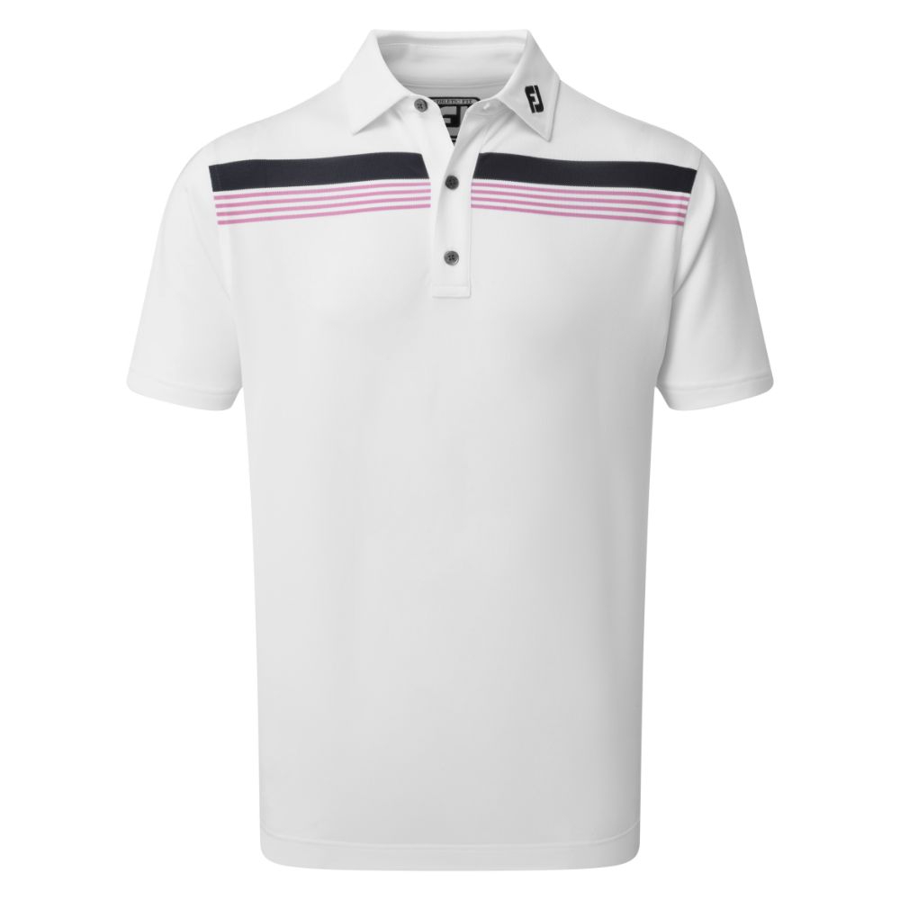 FootJoy Golf Stretch Pique Chestband Mens Polo Shirt  - Berry/White