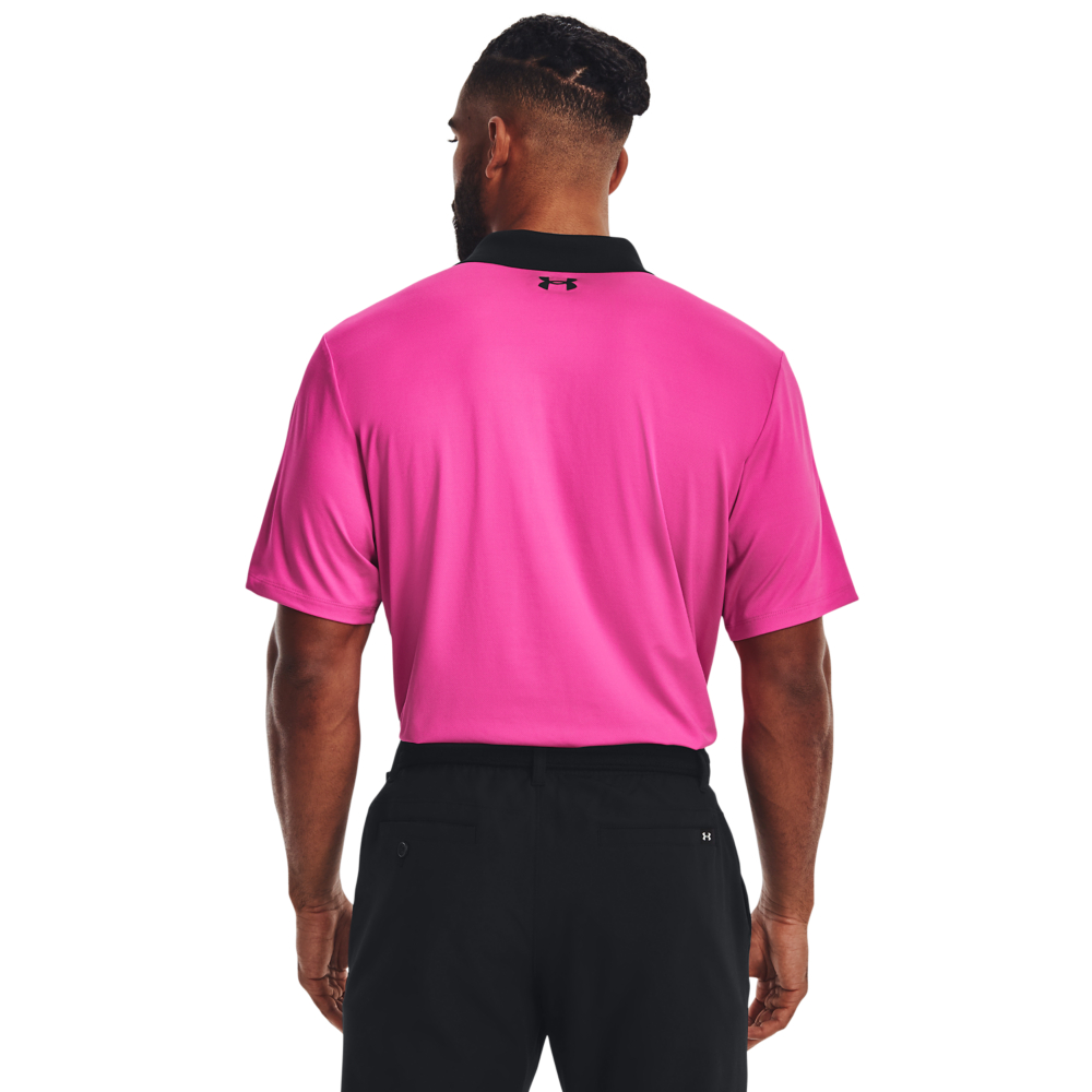 Under Armour Mens UA Performance 3.0 Colour Block Golf Polo Shirt  - Black/Rebel Pink