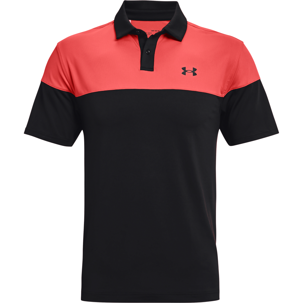 Under Armour Mens UA T2G Blocked Golf Polo Shirt  - Black/Venom Red
