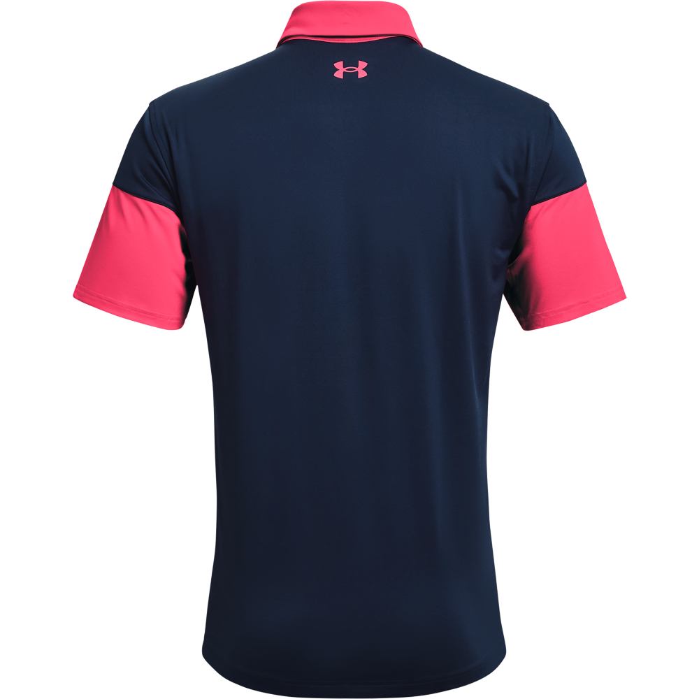 Under Armour Mens UA T2G Blocked Golf Polo Shirt  - Pink Shock/Academy