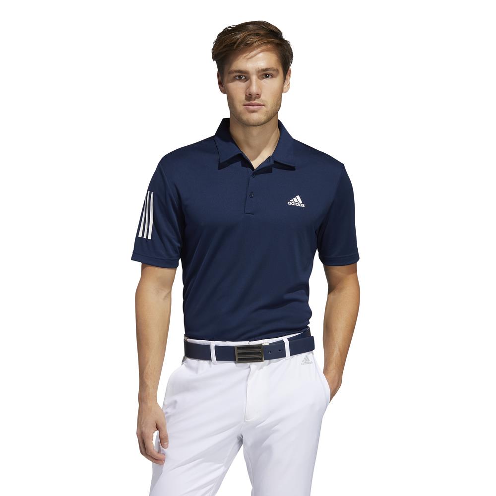  adidas  Golf 3 Stripe  Basic Mens Short Sleeve Polo  Shirt UV 