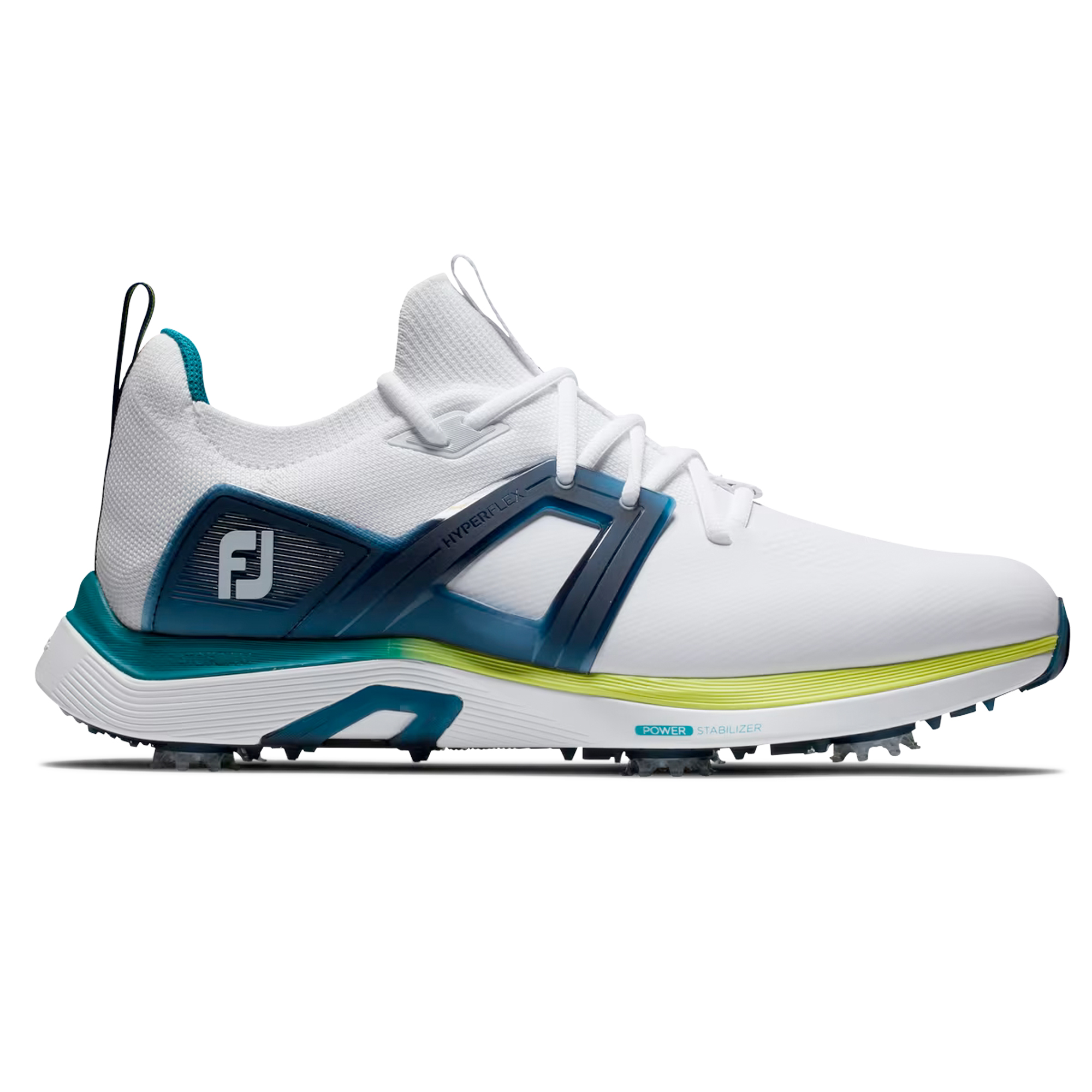 FootJoy Hyperflex Mens Spiked Golf Shoes  - White/Lime/Navy
