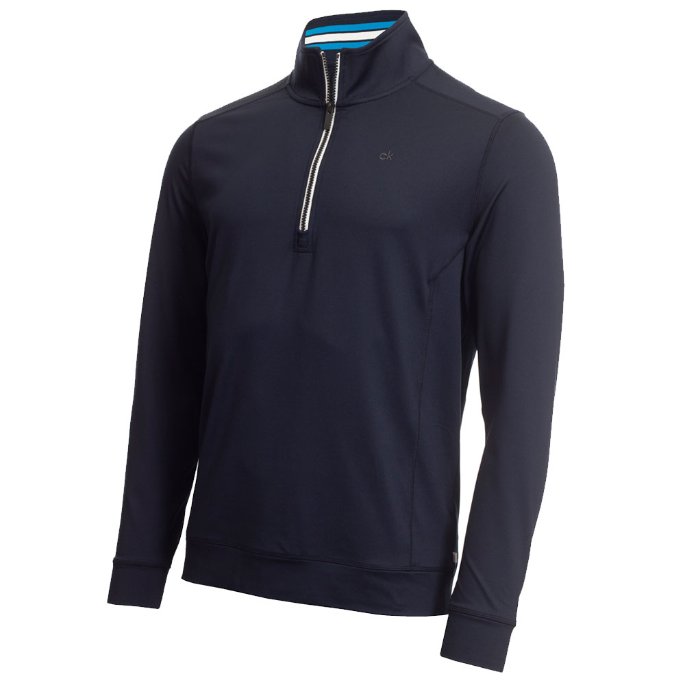Calvin Klein Mens Orbit Half Zip Golf Pullover   - Navy/Blue