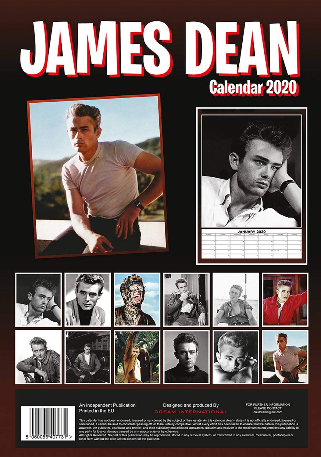 JAMES DEAN 2020 Wall Calendar Large A3 Size NEW 5060085407731 | eBay