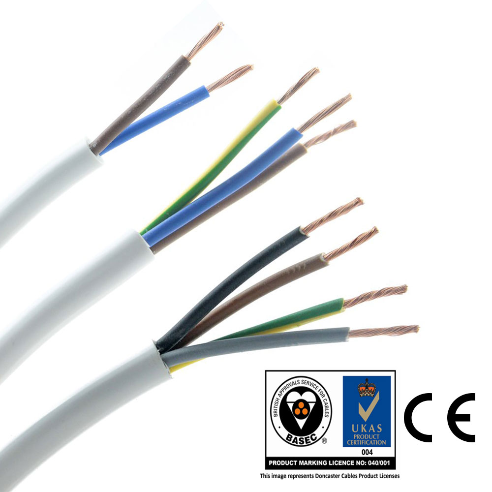 2 3 4 Core Round White Flex Cable 0 75 1 1 5 2 5mm Flexible Pvc Extension Wiring Ebay