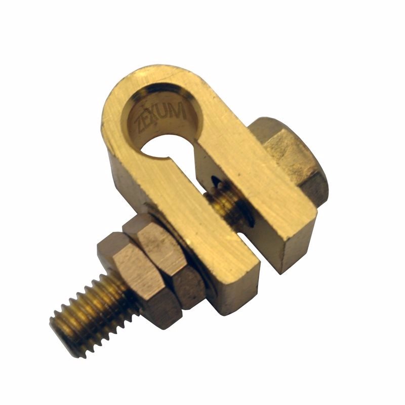 3/8'' Earth Rod Lug Clamp in Machined Brass, Conductive Coupler for