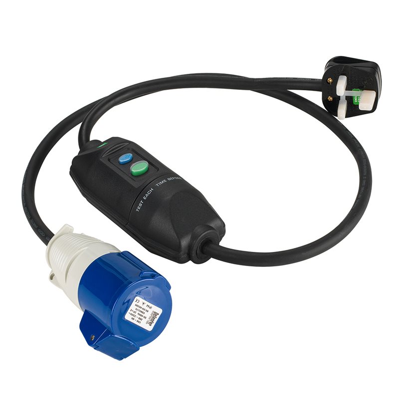 3 Pin UK Plug to 16A Socket inLine RCD Power Breaker Trip Switch