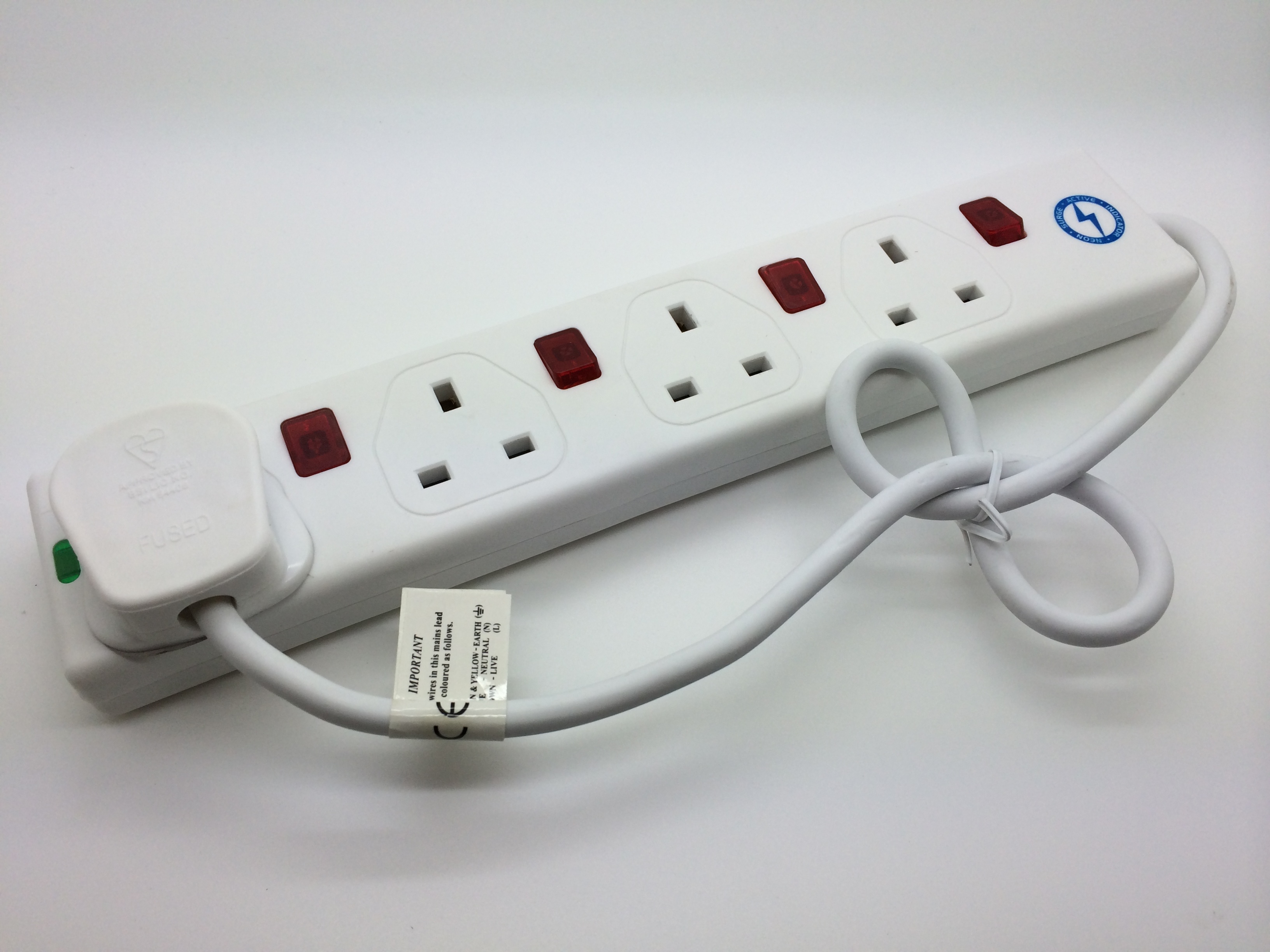 SMJ Extension Lead 4 Way 0.75m 13A Surge Protection Independent Switched S4WISP 5060038167347 eBay