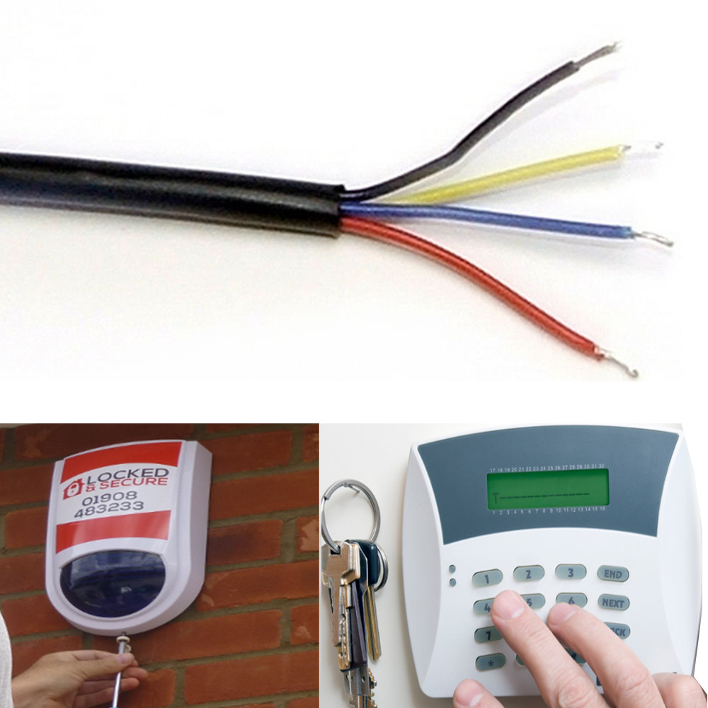 4 Core Alarm Cable Black, Flexible Low Voltage Signal, Intruder