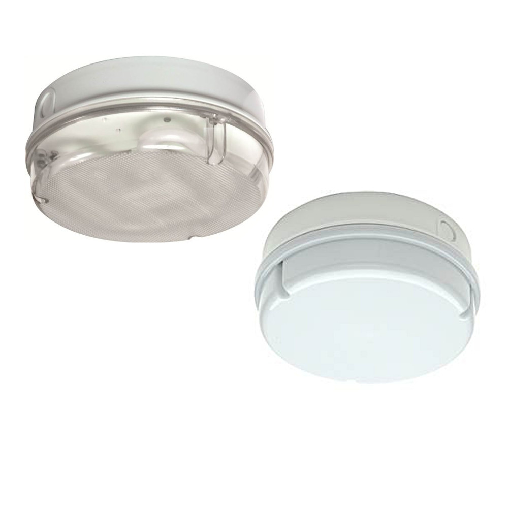 IP65 16W HF Round Bulkhead Light & Clear or Opal Prismatic Diffuser