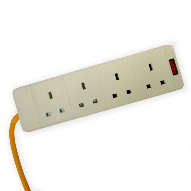 16A Orange 230V Blue Male to 4 Gang Hook Up Extension Cable Lead eBay