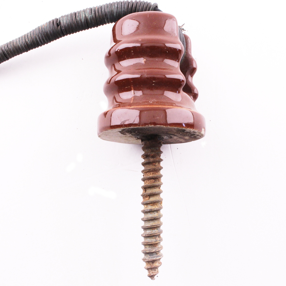 Guy Strain Insulator for Electric Wire Straining Line in Brown Ceramic