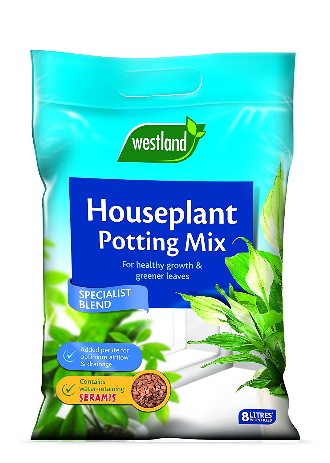 Westland 8 Litre Houseplant Potting Compost Mix Enriched with Seramis