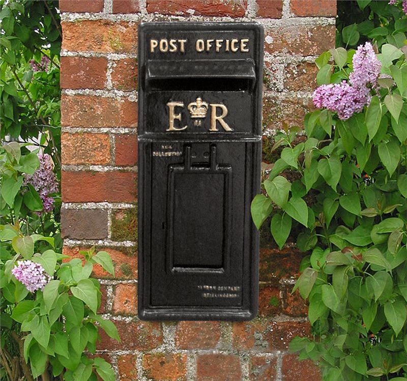 Post Office ER Letter Box Victorian Classic Traditional Black Painted