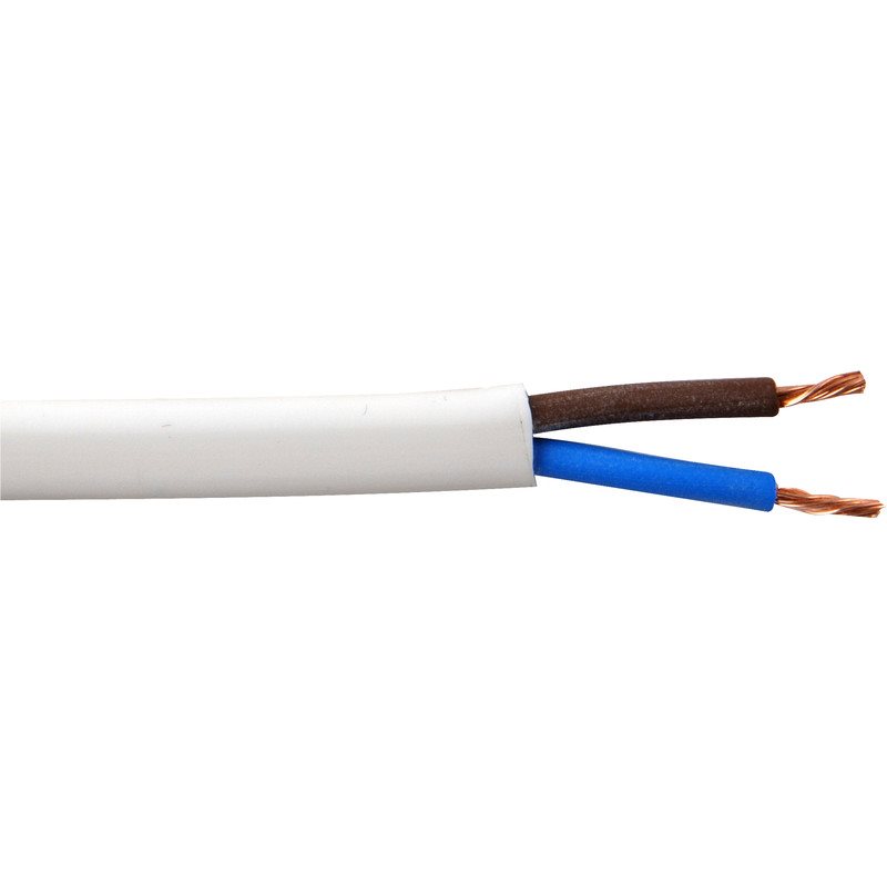 White 0.5mm 2 Core Round Wire Flexible PVC Power, Lighting Cable 2182Y