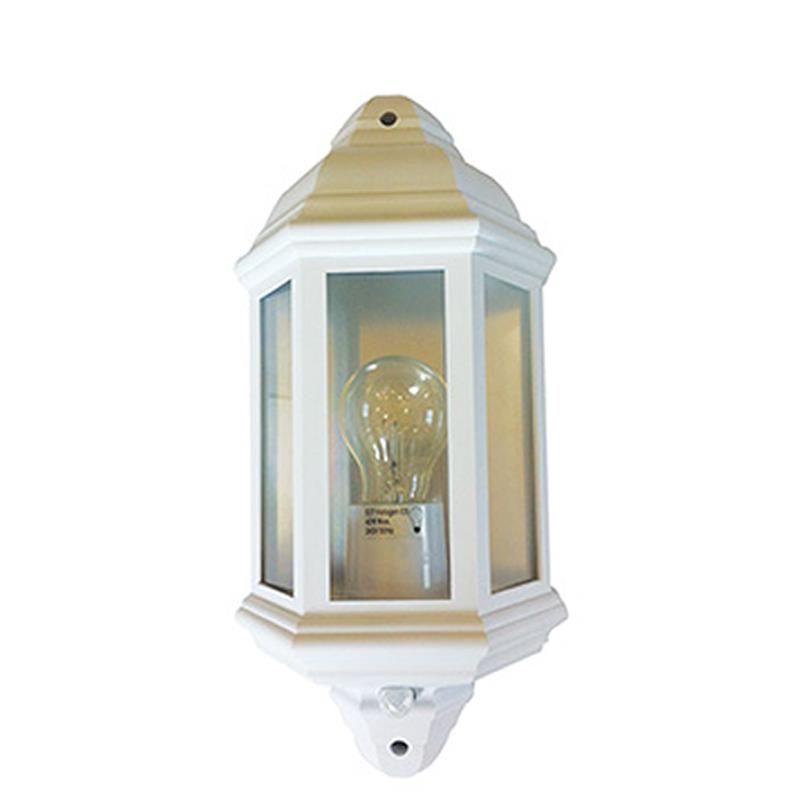 42 Watt Half Lantern External Light Fitting with PIR Movement Sensor in