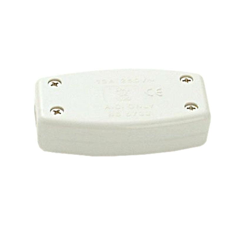 13A 3 Terminal InLine Connector White Box, 240V Mains Electric Cable