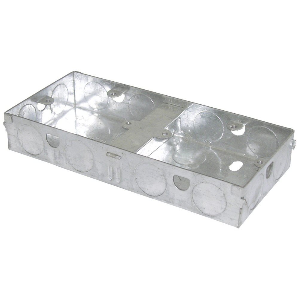 2 Gang 47mm Single Flush Recessed Galvanised Metal Back Box for Home /& Business