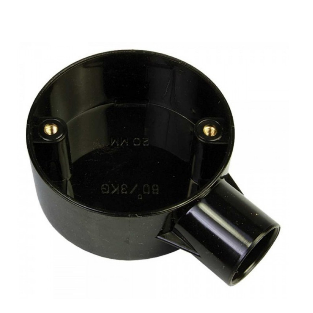 25mm Black Terminal End One Way Cable Conduit Box in High Impact PVC