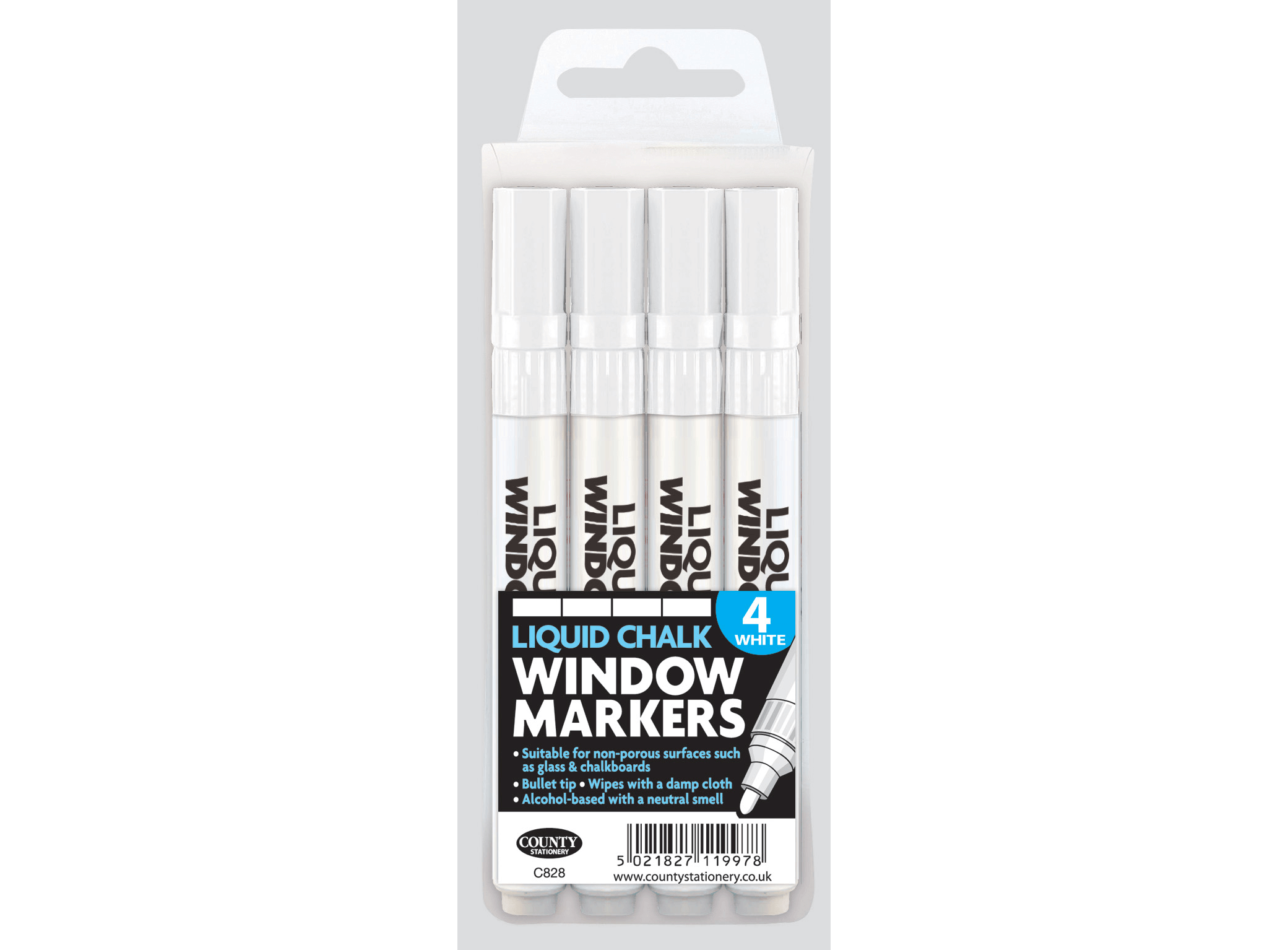 White Liquid Chalk Markers – Pack of 4 Window & Glass Pens for Bold Writing
