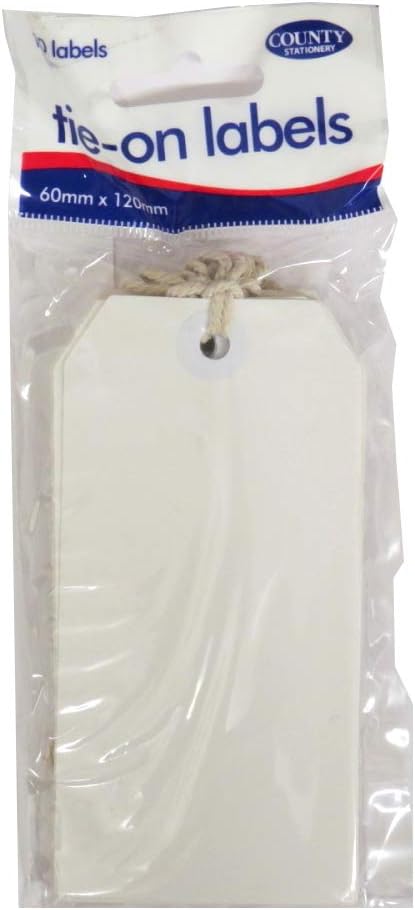 White Strung Tags 120 x 60mm – Pack of 10 Large Write-On Swing Tags with String