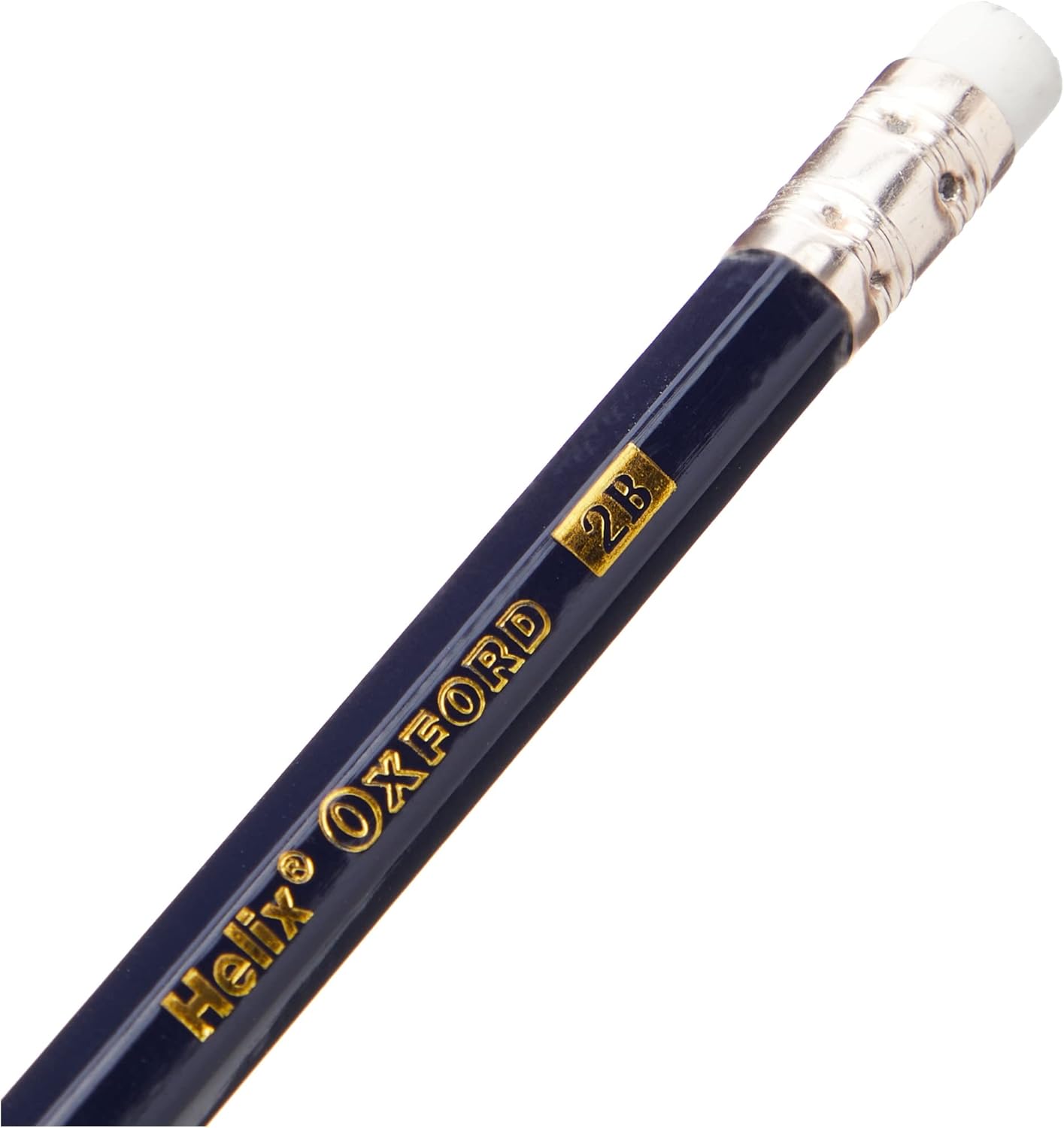 Helix Oxford 2B Grade Graphite Pencils with Eraser Tip (Pack of 12)