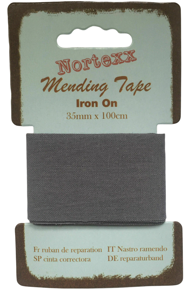 SOLD PER METRE GREY IRON ON FABRIC REPAIR MENDING TAPE 35MM FOR CLOTHING 