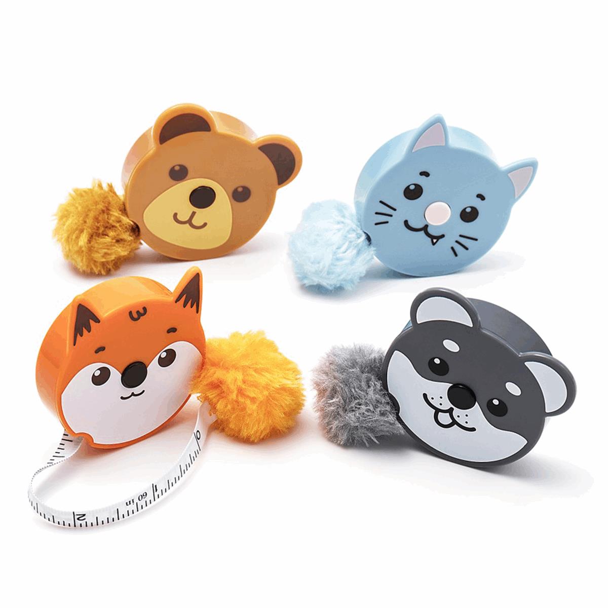 Fluffy Animal Retractable Tape Measures with Pom Pom Tails - 150cm Gift Stocking - Picture 16 of 17