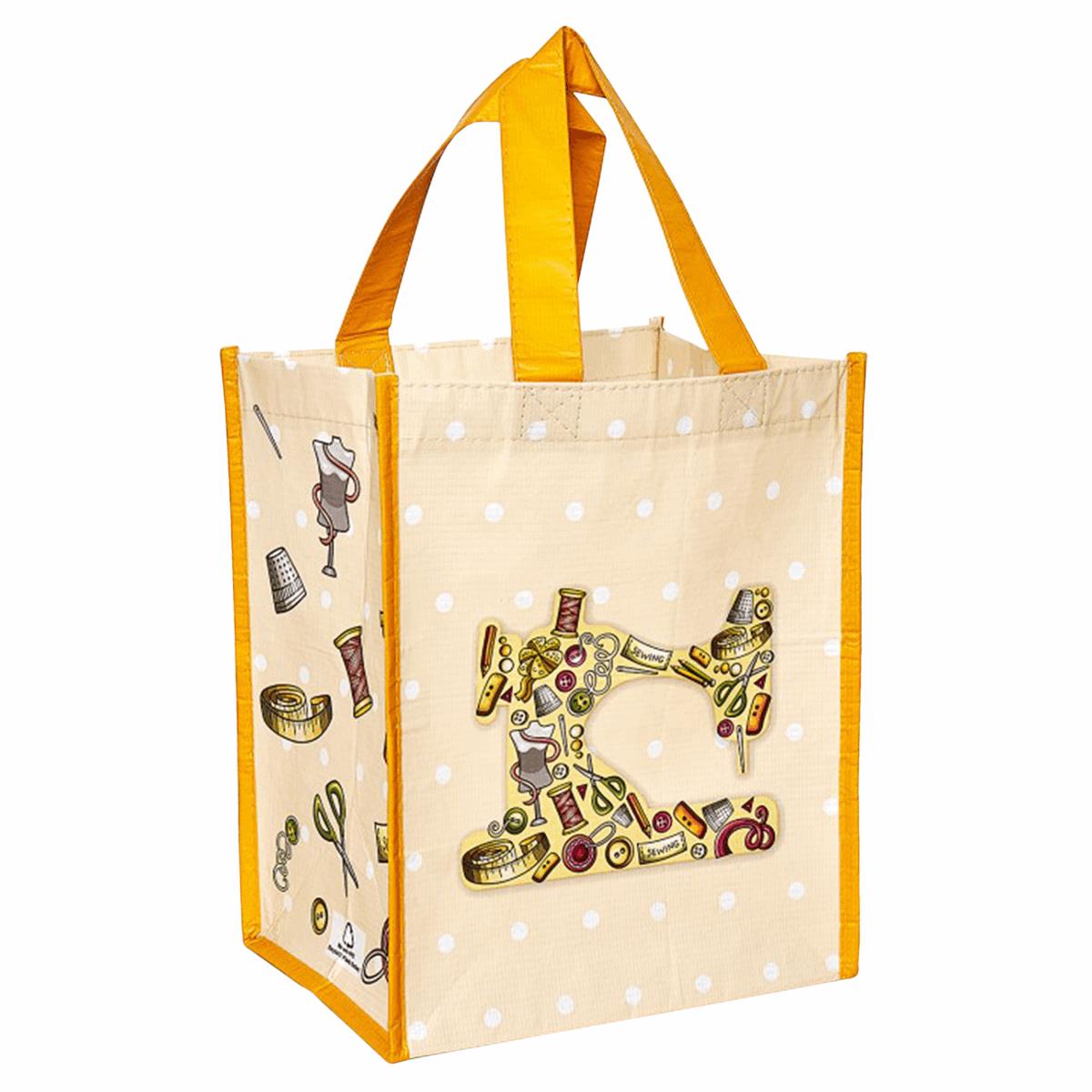 Reusable Shopping Tote Bag For Life Craft I Love Knitting Sewing Pink Cats Sheep
