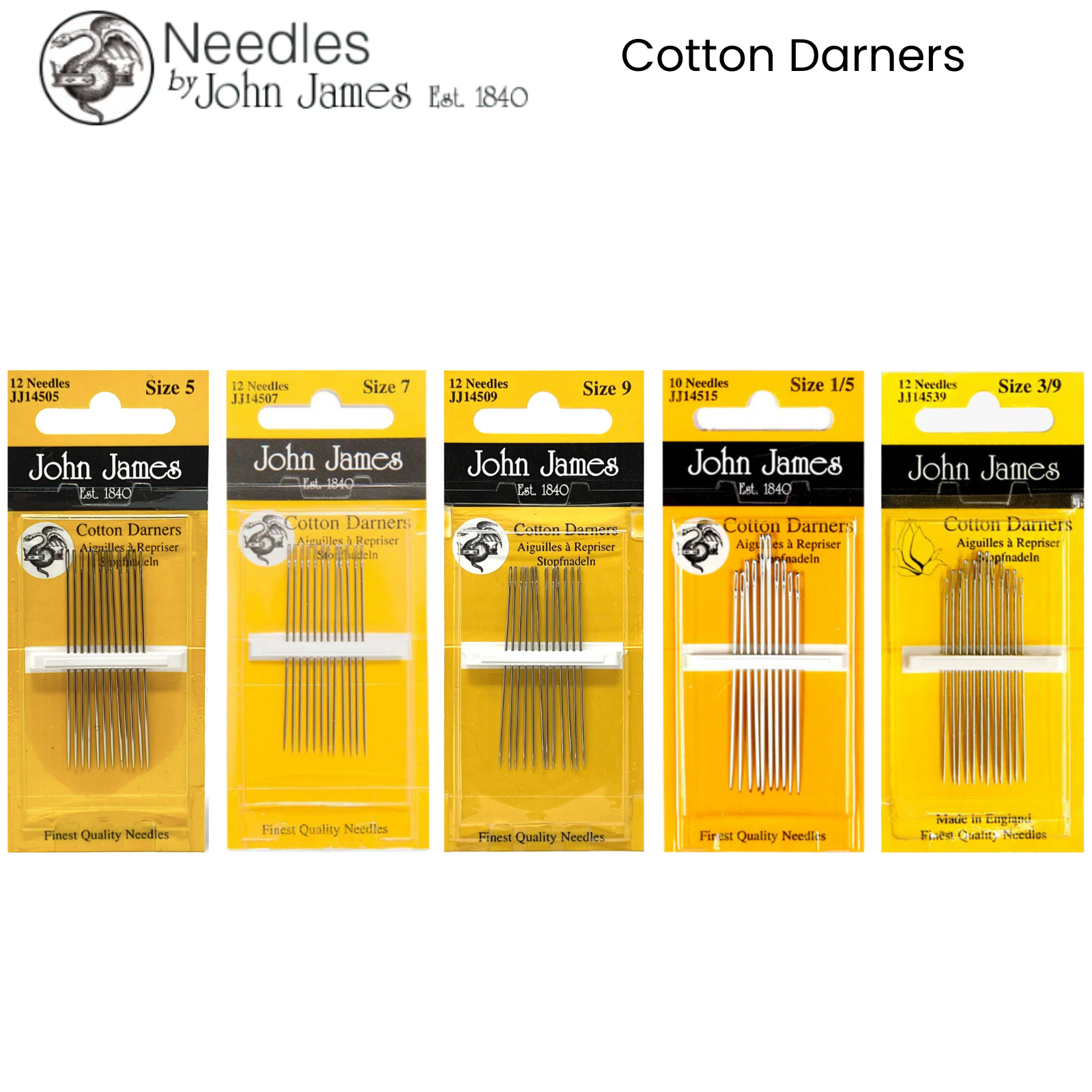 JOHN JAMES Hand Sewing Needles - ALL STYLES SIZES -SEWING CRAFT TAPESTRY BEADING - Picture 20 of 36