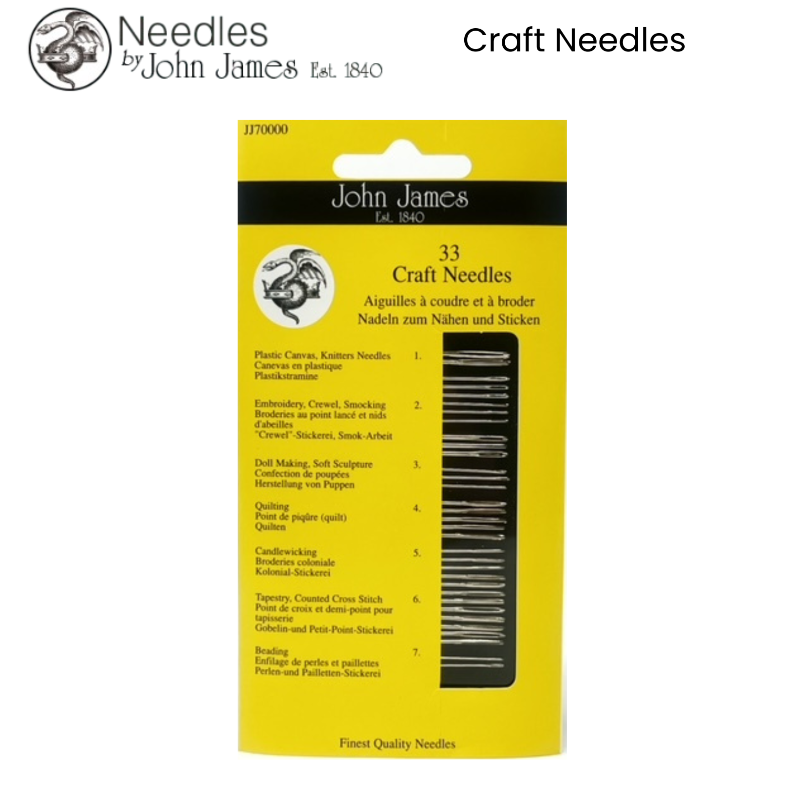 JOHN JAMES Hand Sewing Needles - ALL STYLES SIZES -SEWING CRAFT TAPESTRY BEADING - Picture 10 of 36