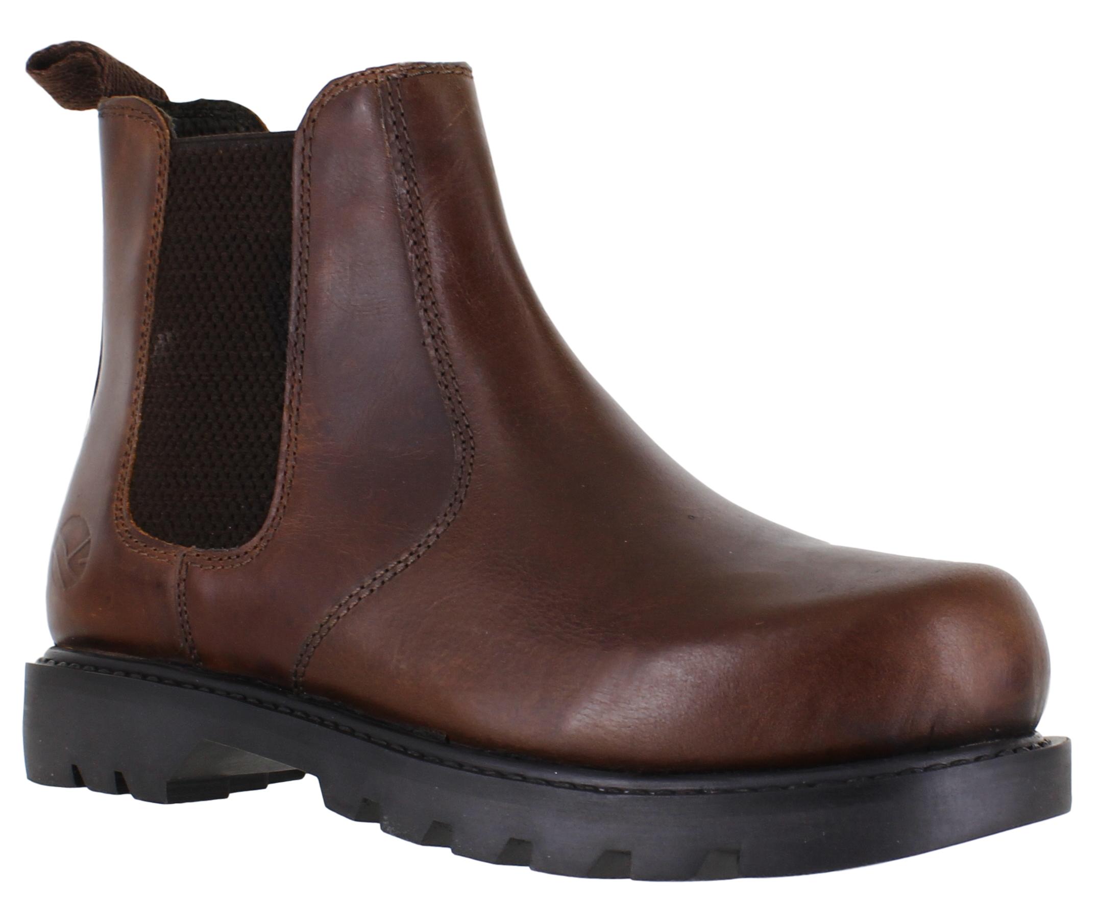 Mens OakTrak Rocksley Leather Dealer Pull On Chelsea Boots Sizes 6 to ...
