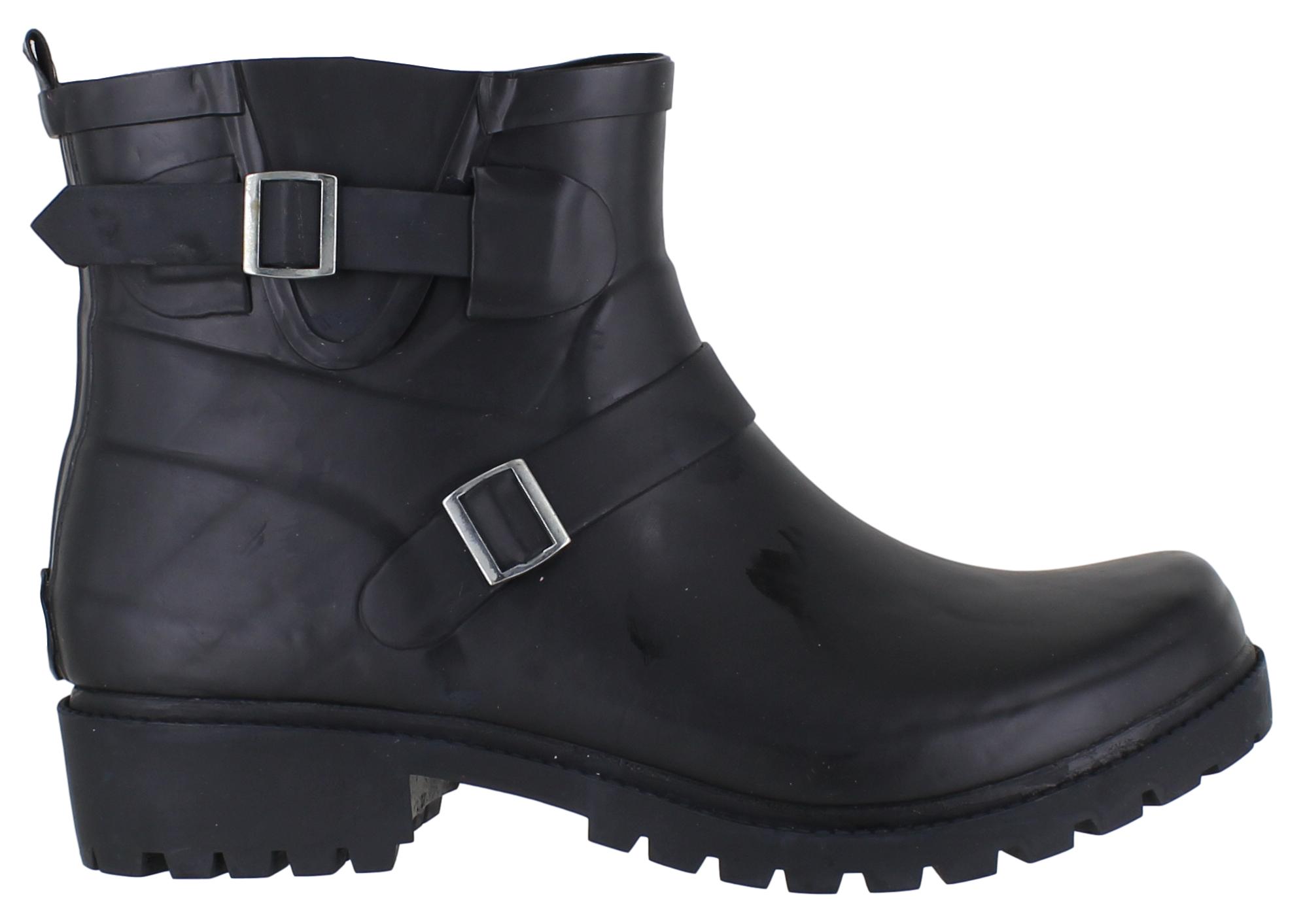 Womens JuJu Short Fashion Biker Wellie Ankle Wellington