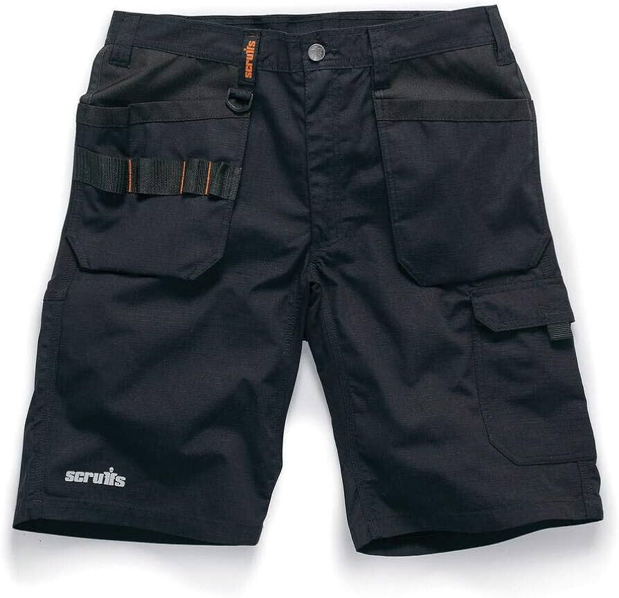 Scruffs Flex Trade Holster Mens Black Multi Pocket Cargo Shorts