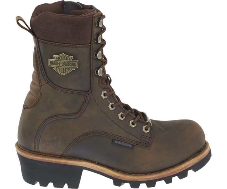 Mens Harley Davidson Tyson Logger Riding Vibram Biker Zip Up Boots