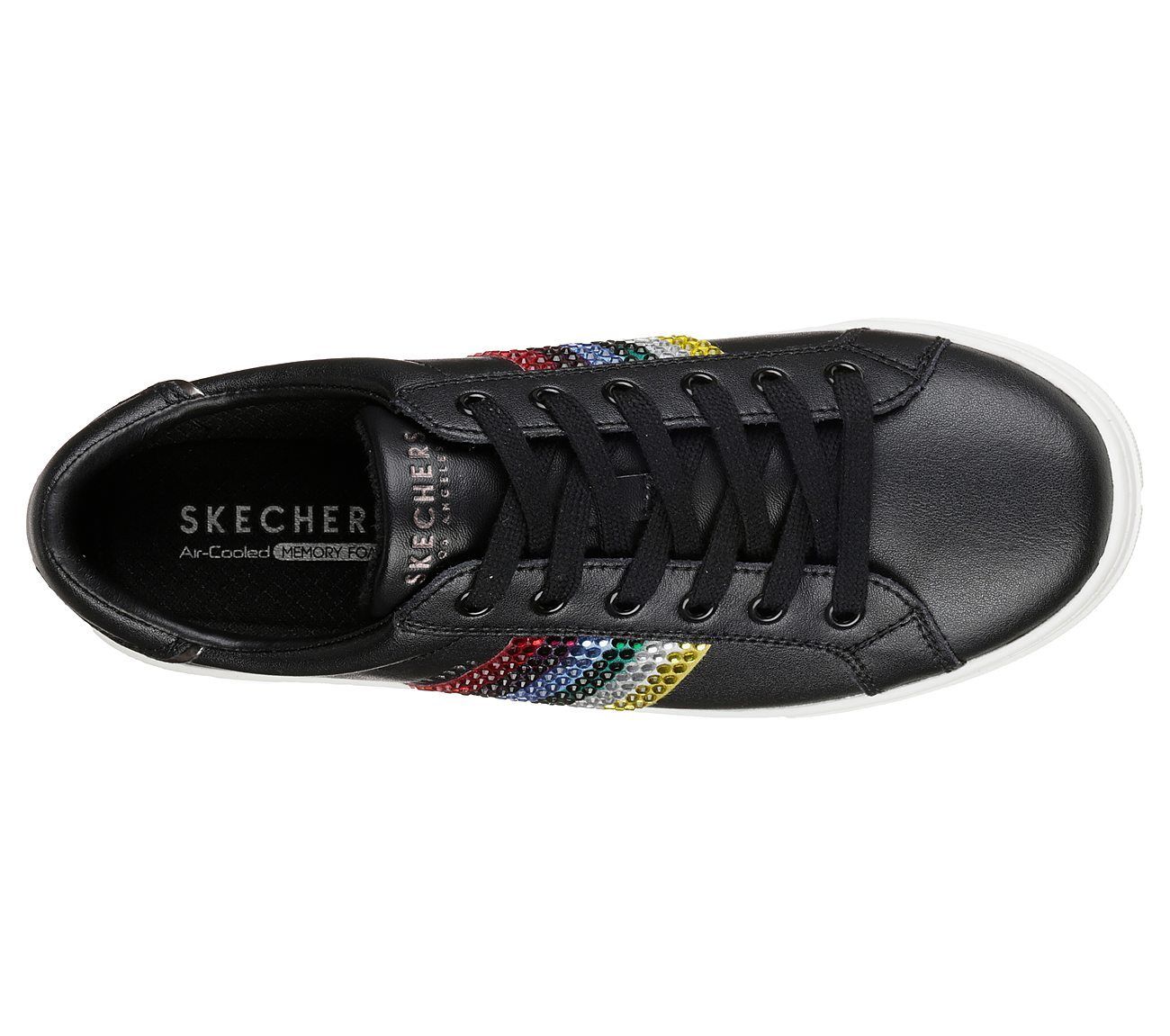 black skechers with rainbow laces