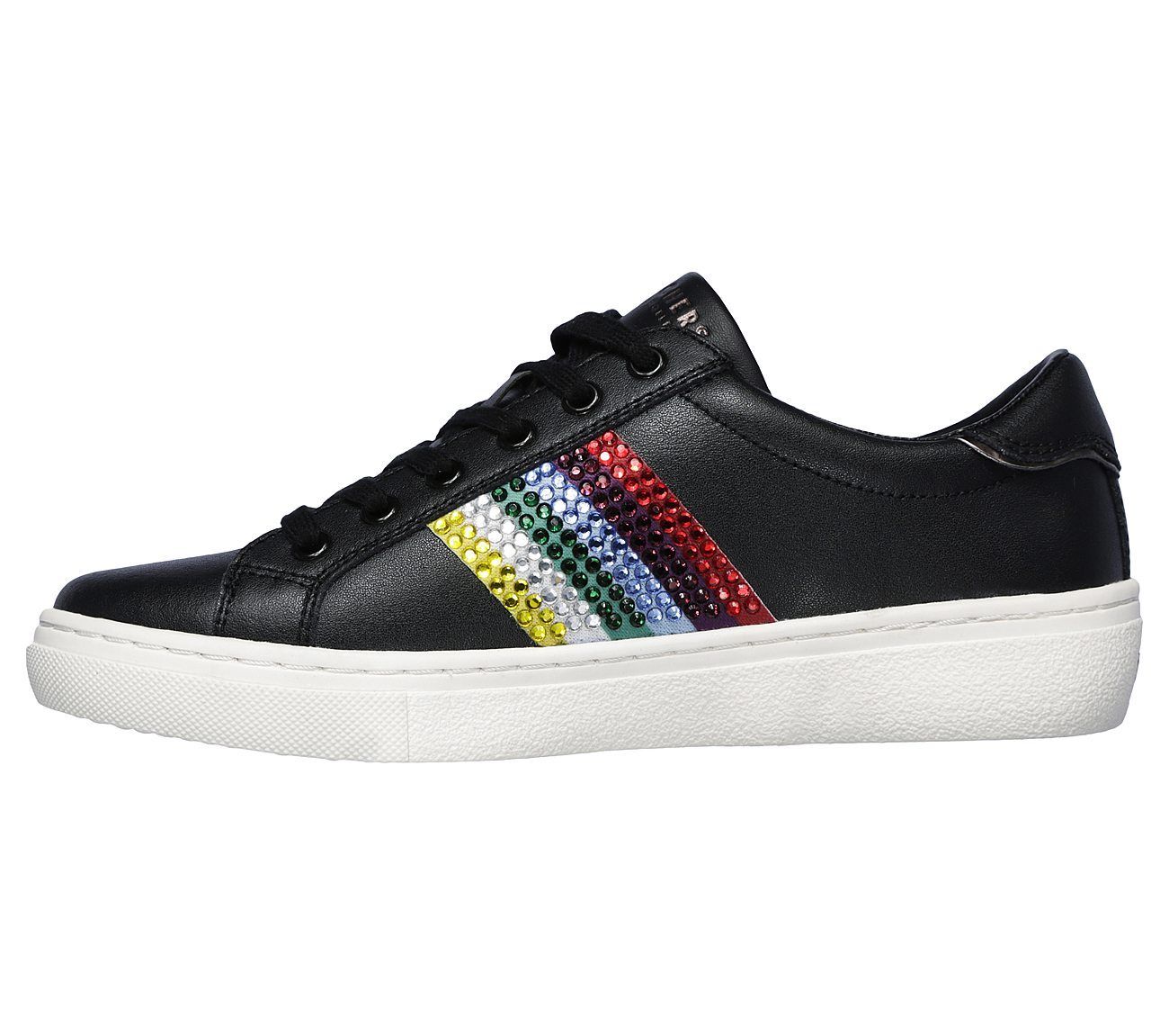 black skechers with rainbow laces