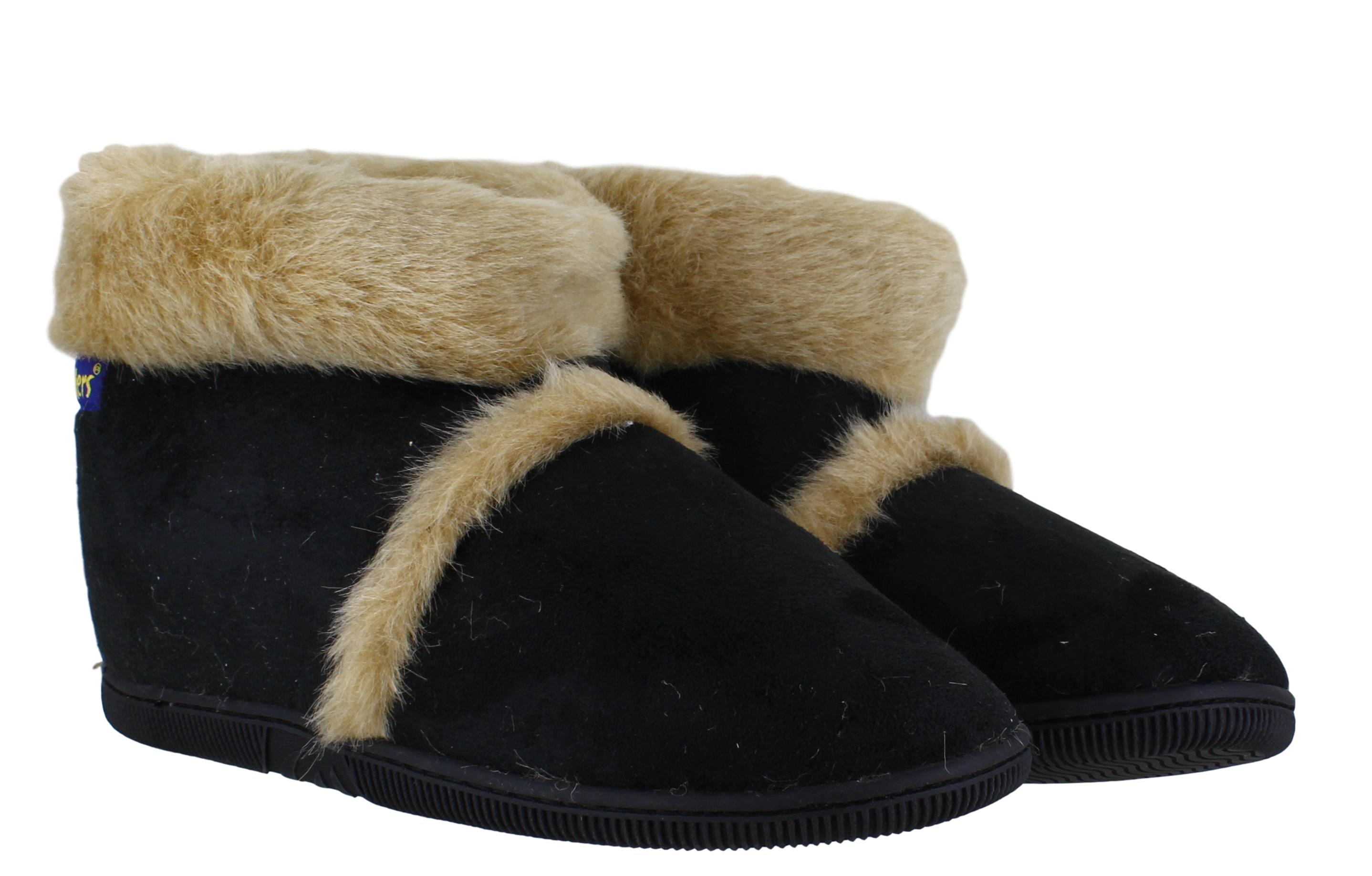 black furry slipper boots