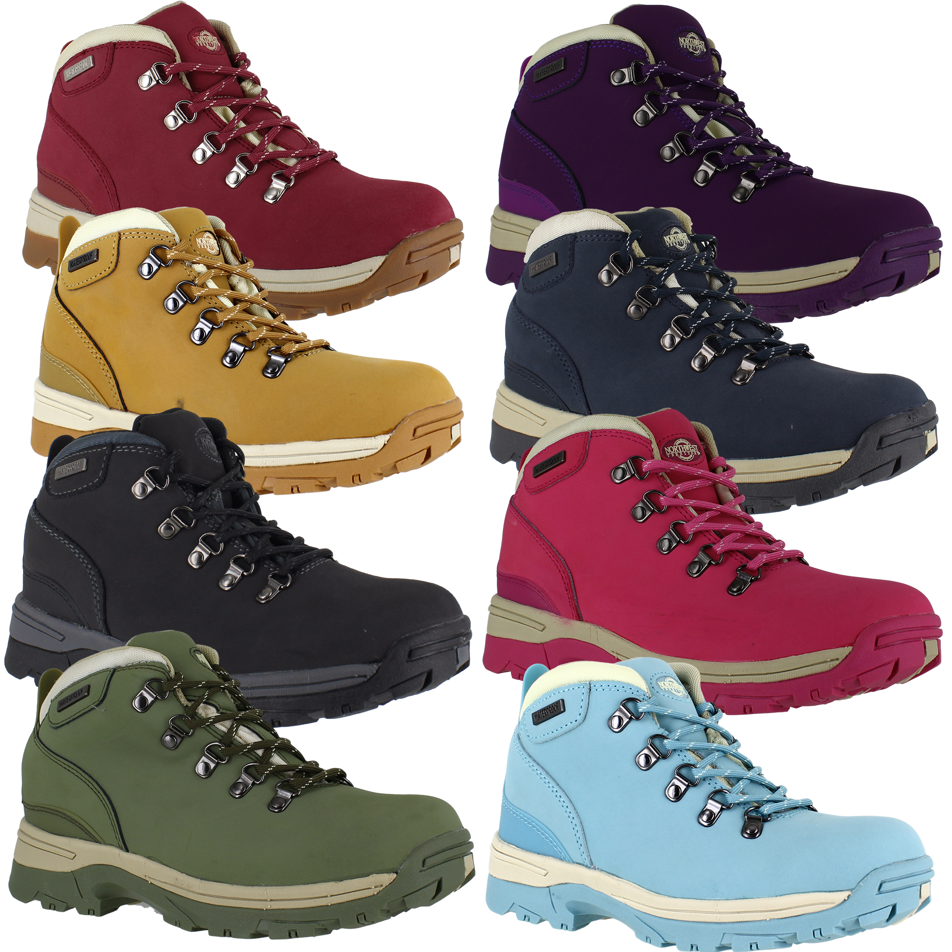 Womens NorthWest WaterProof Leather Lace Up Walking Hiking Boots UK 