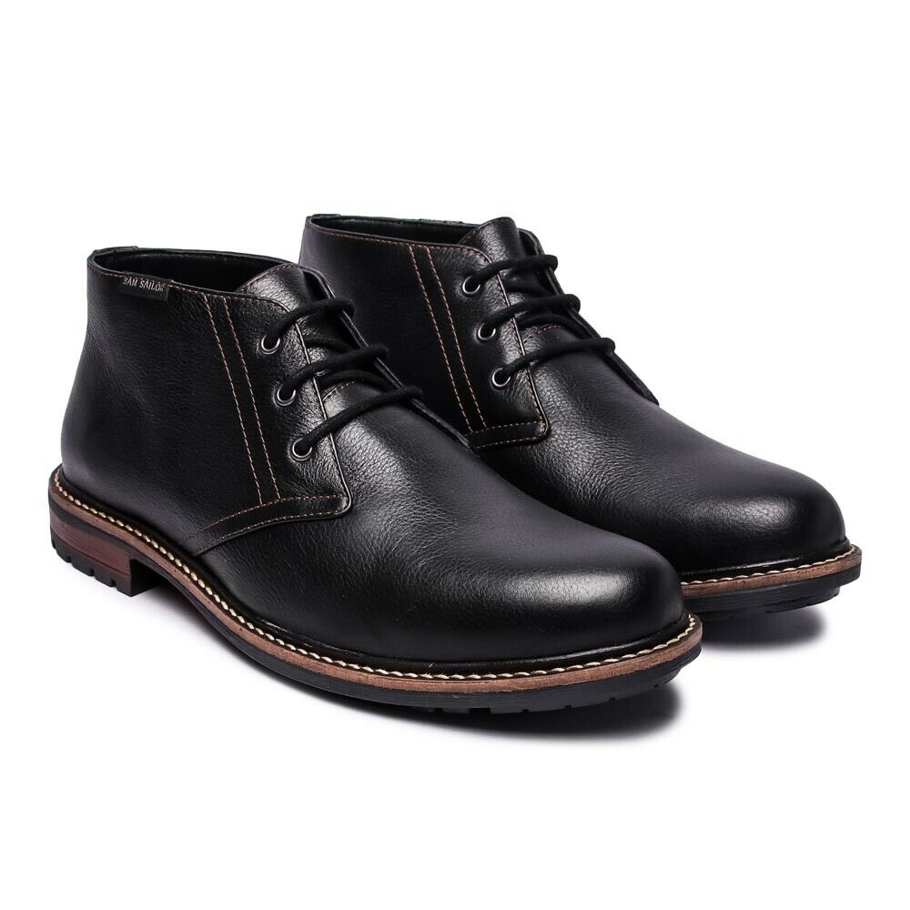 Mens Sam Sailor Casual Ankle Lace Up Mid Chukka Leather Boots Sizes 7 ...