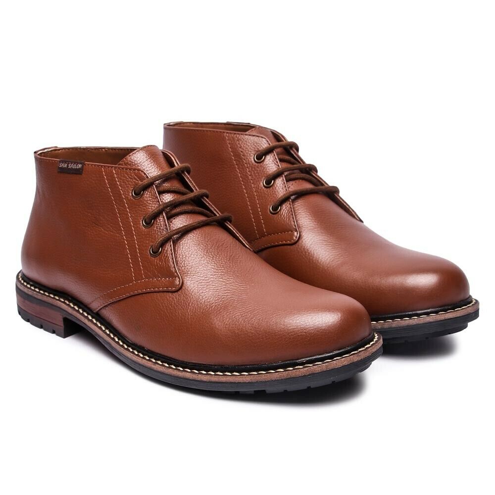 Mens Sam Sailor Casual Ankle Lace Up Mid Chukka Leather Boots Sizes 7 ...