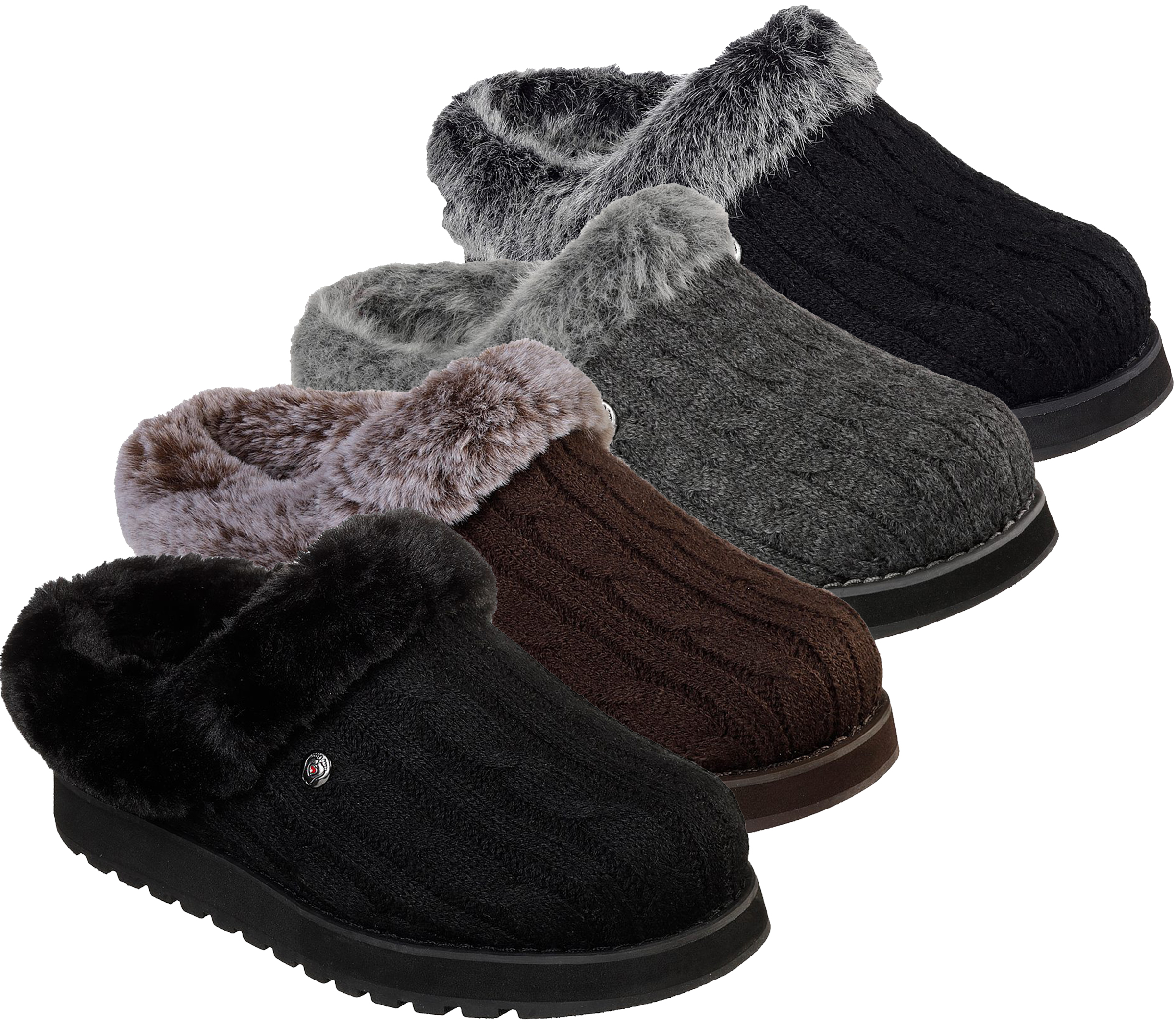skechers sweater knit faux fur slippers