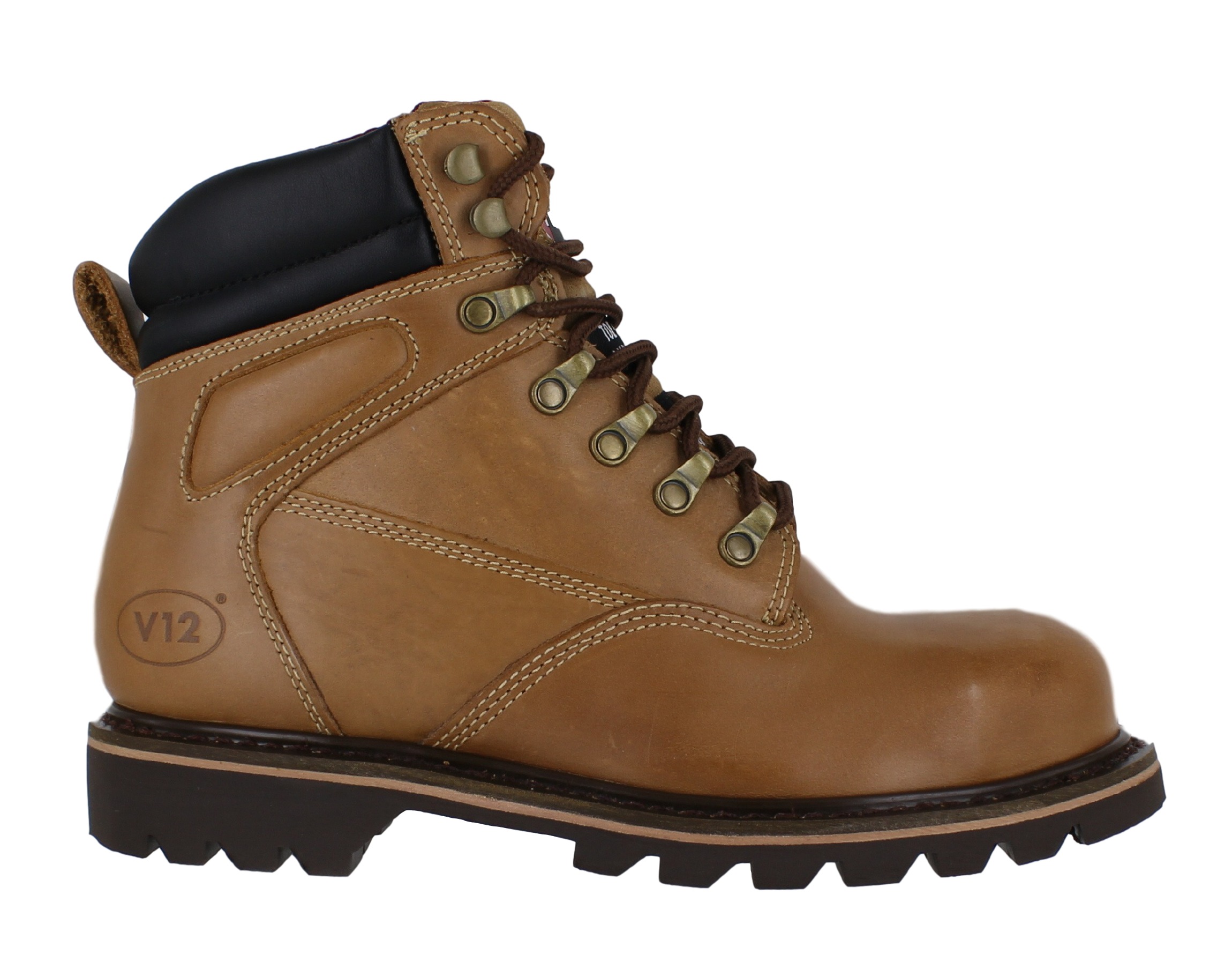 Mens V12 Mohawk Leather Lace Up Safety Steel Toe Dealer Boots UK Sizes ...