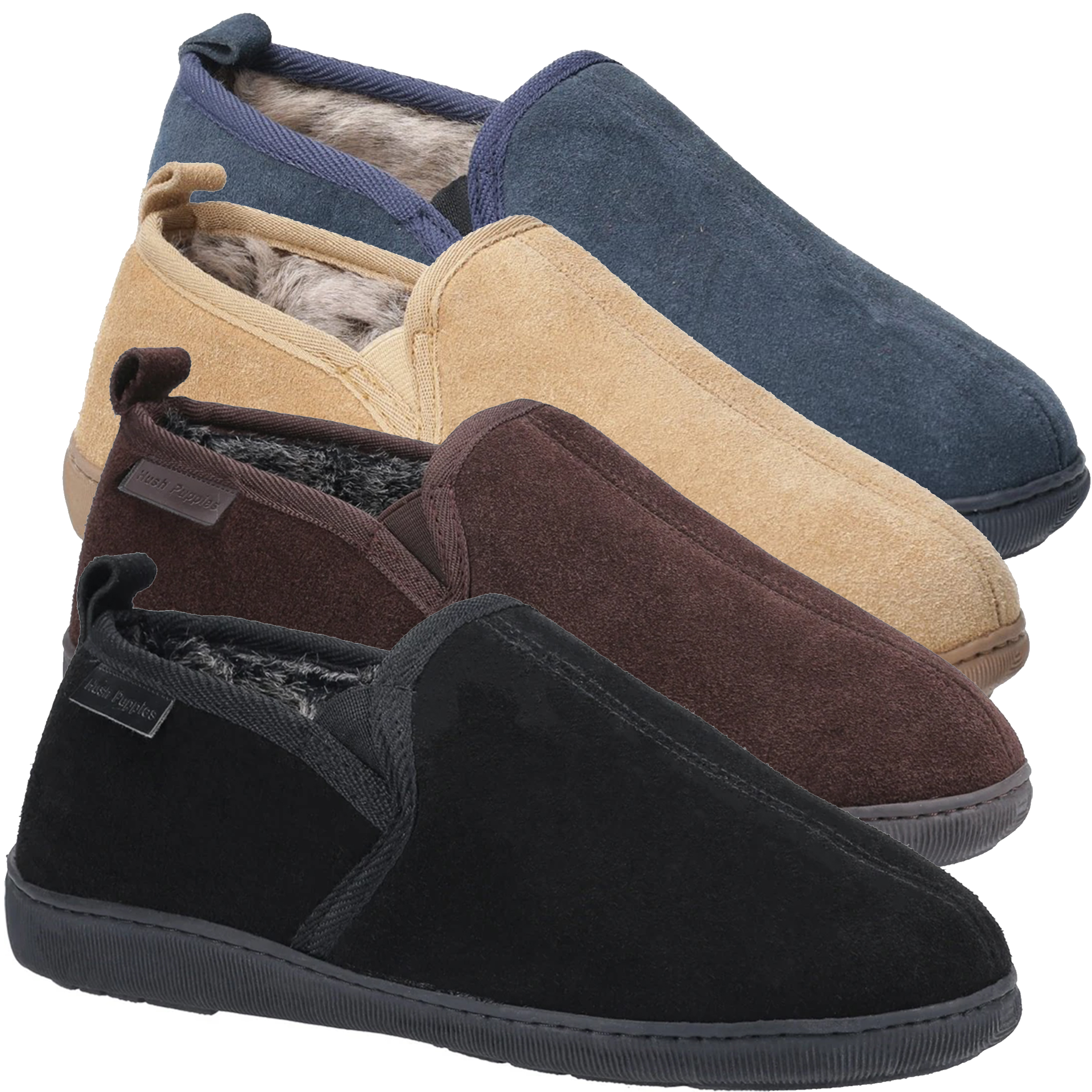 Mens Hush Puppies Arnold Real Suede Slip On Memory Foam Slippers Sizes 7 to 12 eBay