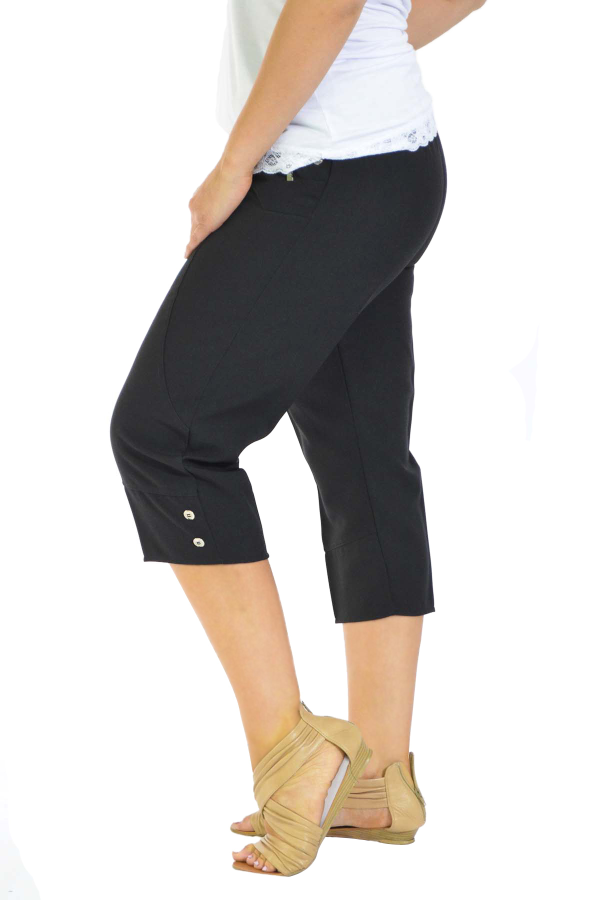 black elasticated crop pants