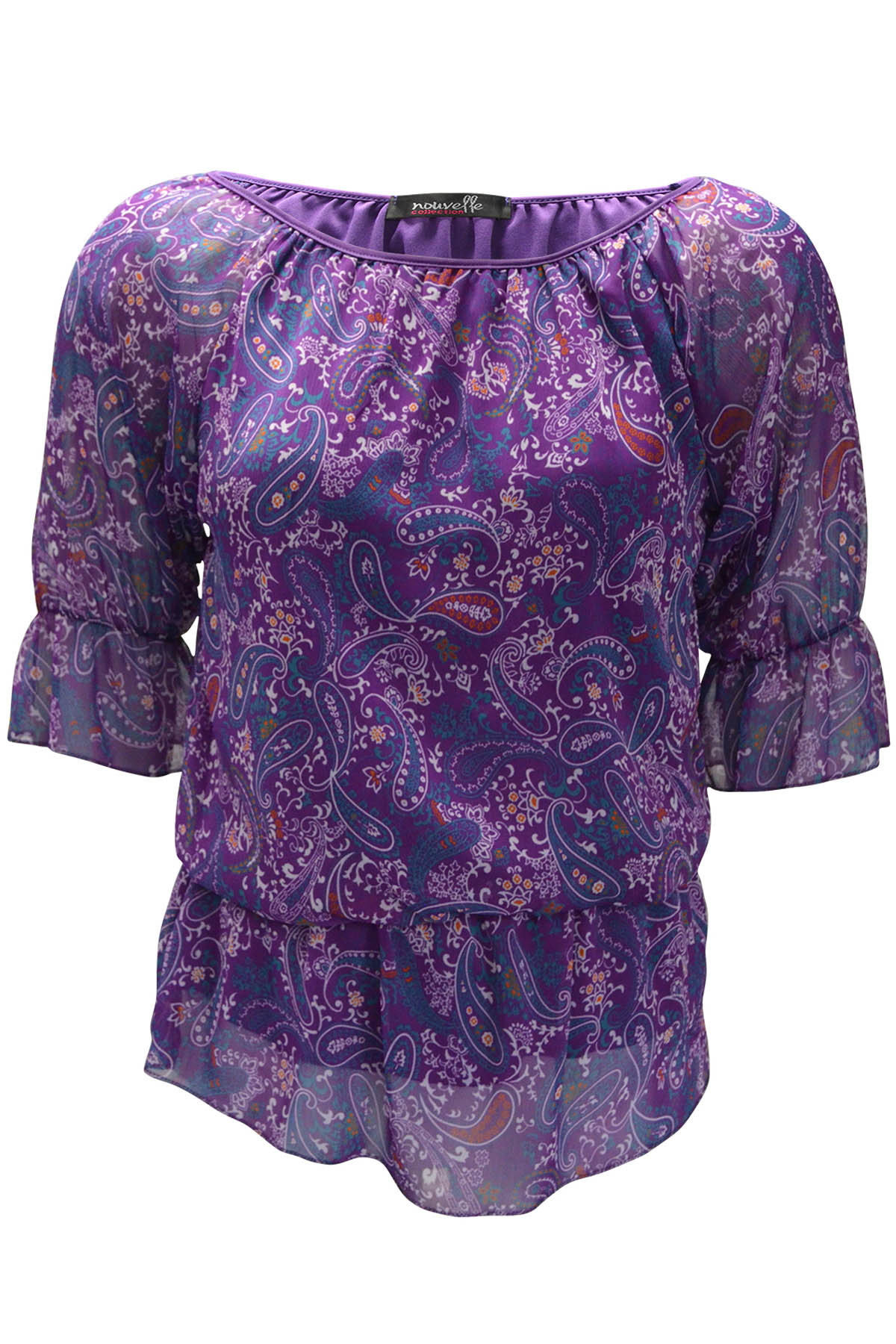 New Ladies Paisley Print Plus Size Top Womens Gypsy Tunic Frill Elastic ...