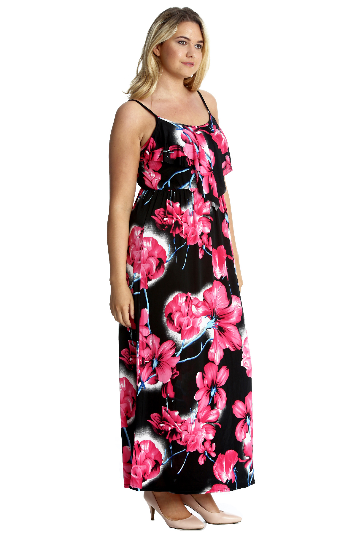 New Ladies Plus Size Maxi Dress Womens Tank Top Style Floral Print ...