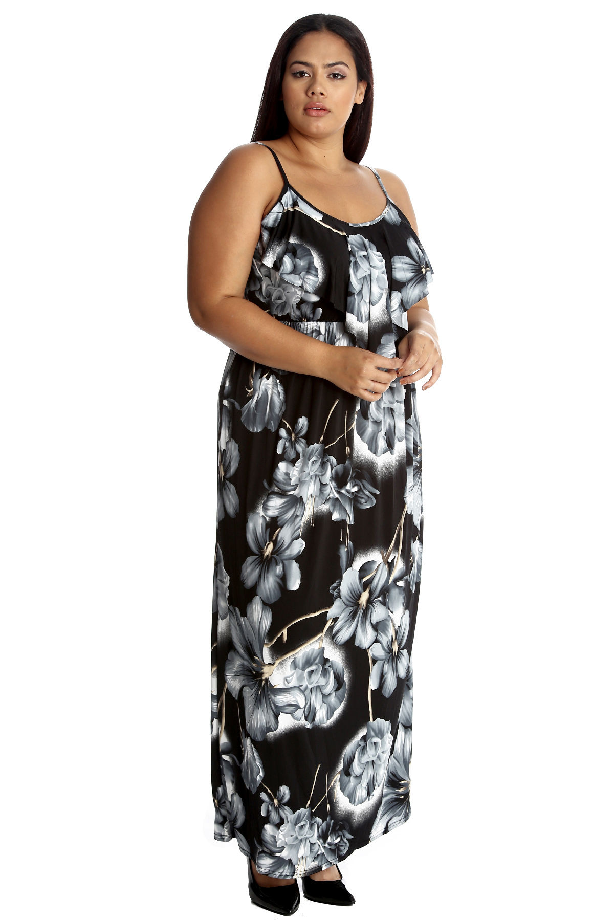 New Ladies Plus Size Maxi Dress Womens Tank Top Style Sleeveless Floral ...