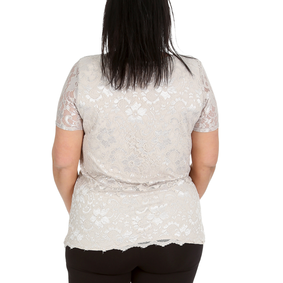 Nouvelle Womens Plus Size Ladies Floral Lace Lined Scallop Tunic Hem Top Blouse - Picture 39 of 50